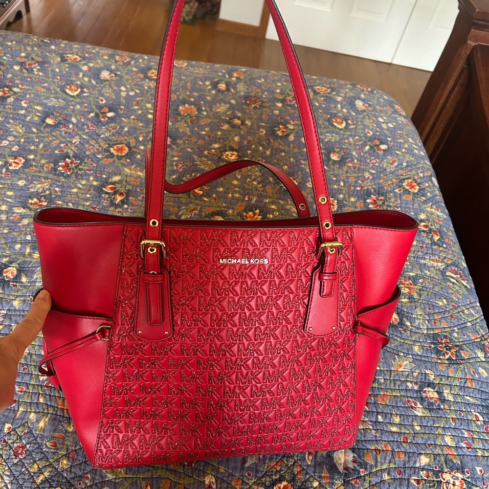 Michael Kors Cherry Red Logo Tote